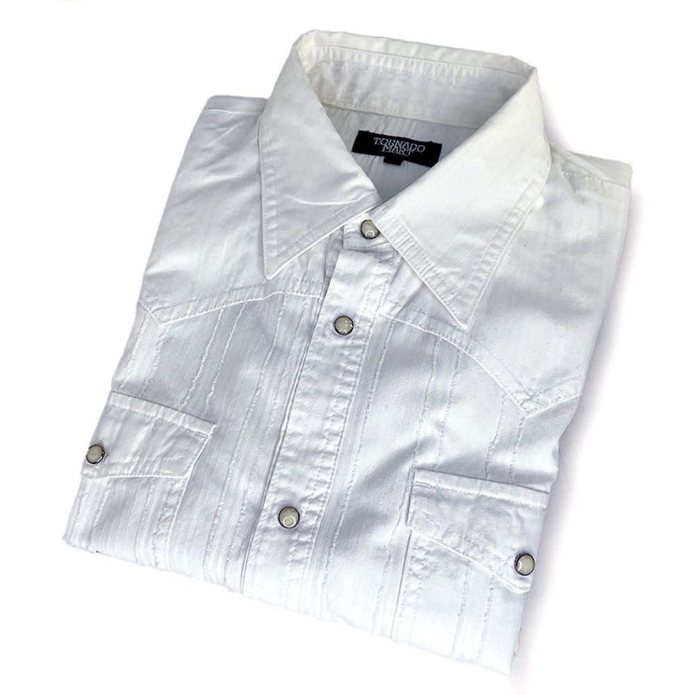 Tornado Mart White Ribboned Short Sleeve Shirt